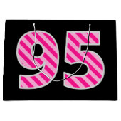 Fun Pink Striped "95"; Happy 95 th Birthday; Name Große Geschenktüte (Vorderseite)