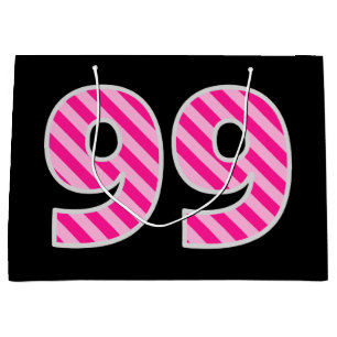 Fun Pink Striped "99"; Happy 99. Geburtstag; Name Große Geschenktüte