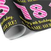 Fun Pink Stripes "18"; Glücklicher 18. Geburtstag; Geschenkpapier (Rolleneckpunkt)