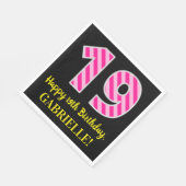 Fun Pink Stripes "19"; Glücklicher 19. Geburtstag; Serviette (Ecke)