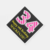 Fun Pink Stripes "34"; Glücklicher 34. Geburtstag; Serviette (Ecke)