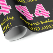 Fun Pink Stripes "44"; Glücklicher 44. Geburtstag; Geschenkpapier (Rolleneckpunkt)