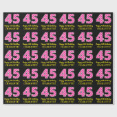Fun Pink Stripes "45"; Glücklicher 45. Geburtstag; Geschenkpapier (Flach)
