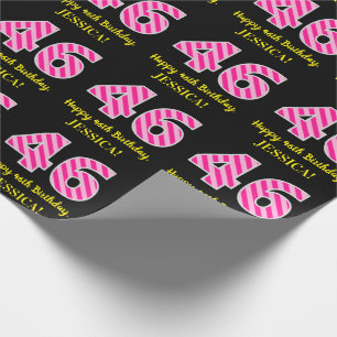 Fun Pink Stripes "46"; Glücklicher 46. Geburtstag; Geschenkpapier