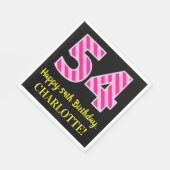 Fun Pink Stripes "54"; Happy 54. Geburtstag; Name Serviette (Ecke)