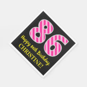 Fun Pink Stripes "86"; Glücklicher 86. Geburtstag; Serviette (Ecke)