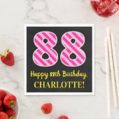 Fun Pink Stripes "88"; Glücklicher 88. Geburtstag; Serviette (Beispiel)