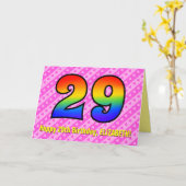 Fun Pink Stripes, Hearts, Rainbow # 29th Birthday Karte (Gelbe Blume)