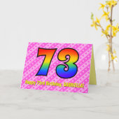 Fun Pink Stripes, Hearts, Rainbow # 73rd Birthday Karte (Gelbe Blume)
