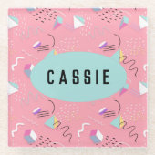 Fun Pink Throwback Graphics der 1990er Jahre Glasuntersetzer (Vorderseite)