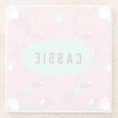 Fun Pink Throwback Graphics der 1990er Jahre Glasuntersetzer (Rückseite)