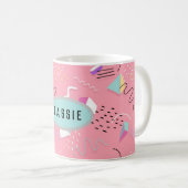 Fun Pink Throwback Graphics der 1990er Jahre Kaffeetasse (VorderseiteRechts)