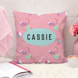 Fun Pink Throwback Graphics der 1990er Jahre Kissen