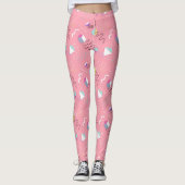 Fun Pink Throwback Graphics der 1990er Jahre Leggings (Vorderseite)