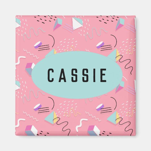 Fun Pink Throwback Graphics der 1990er Jahre Magnet (Vorne)