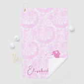 Fun Pink Tie Dye Lady Golfer Custom Name Golfhandtuch (Insitu)