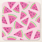 Fun Pink Tropical Summer Watermelon Muster Rechteckiger Pappuntersetzer (Vorderseite)