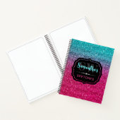 Fun Pink und Blue Gradient Monogram Sketchbook Notizblock (Innenseite)