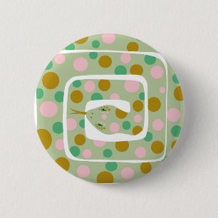 Fun Pink und Green Abstrakt Polka Dotted Schlange Button