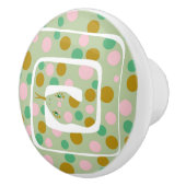 Fun Pink und Green Abstrakt Polka Dotted Schlange Keramikknauf (Rechts)