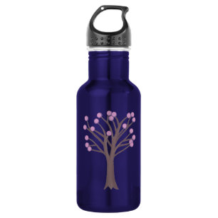 Fun Pink und Lila Polka Dot Tree Edelstahlflasche