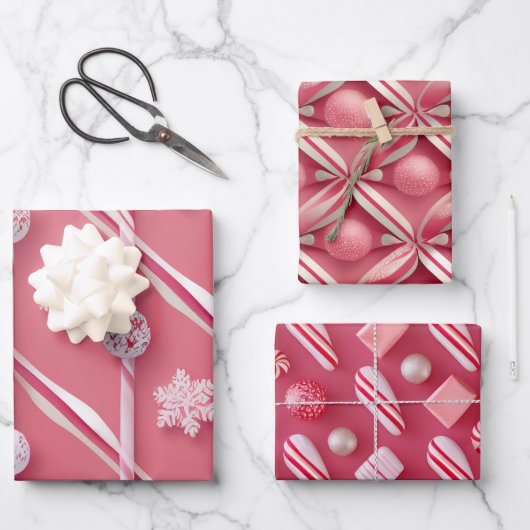 Fun Pink und Peppermint Candy Lane Collection Geschenkpapier Set (Vorderseite)