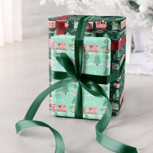 Fun Pink Vintag Train Weihnachtsbaum Lieferung Geschenkpapier Set