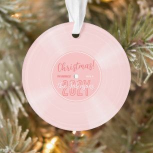 Fun Pink Vinyl Record Music Christmas Foto Ornament