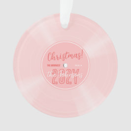 Fun Pink Vinyl Record Music Christmas Foto Ornament