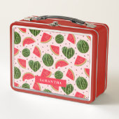 Fun Pink Watermelon Sommer Fruchtmuster Metall Brotdose (Vorderseite)
