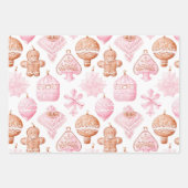 Fun Pink Weihnachten Süße Leckereien Geschenkpapier Set (Vorderseite 2)