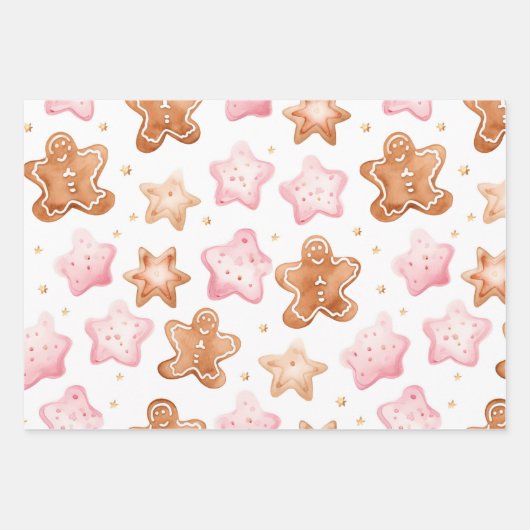 Fun Pink Weihnachten Süße Leckereien Geschenkpapier Set (Vorderseite)