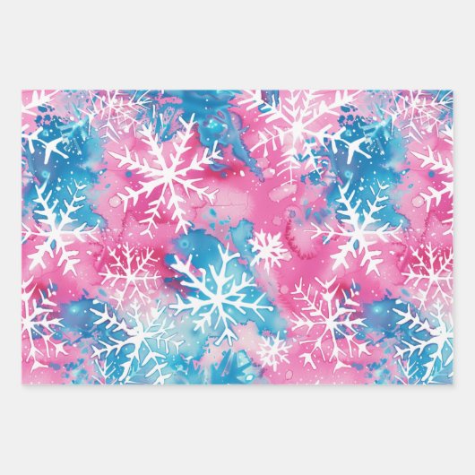 Fun Pink Weihnachts-Schneeflocke Geschenkpapier Set (Vorderseite 2)