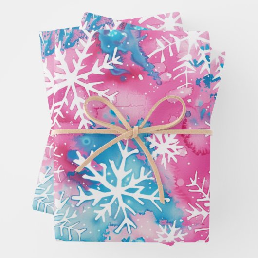 Fun Pink Weihnachts-Schneeflocke Geschenkpapier Set (Beispiel)