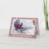 Fun Pink Weihnachtsbaum Schneeflocken Foto Feiertagskarte (Vorderseite)