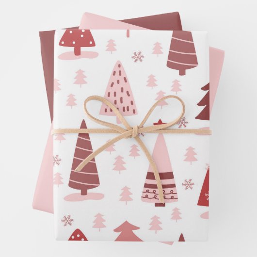 Fun Pink Weihnachtsbaumen Geschenkpapier Set (Beispiel)