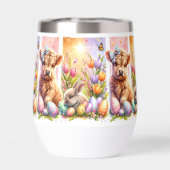 Fun Pinselstrich Osterkuh Wine Tumbler (Rückseite)