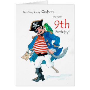 Fun Pirate 9. Geburtstagskarte für Godson