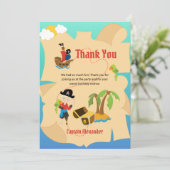 Fun Pirate Boy Treasmap Custom Dankeskarte (Stehend Vorderseite)