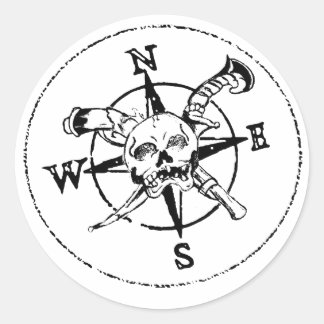 Fun Pirate Compass Logo Runder Aufkleber
