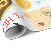 Fun Pirate Muster Party Packpapier (Rolleneckpunkt)