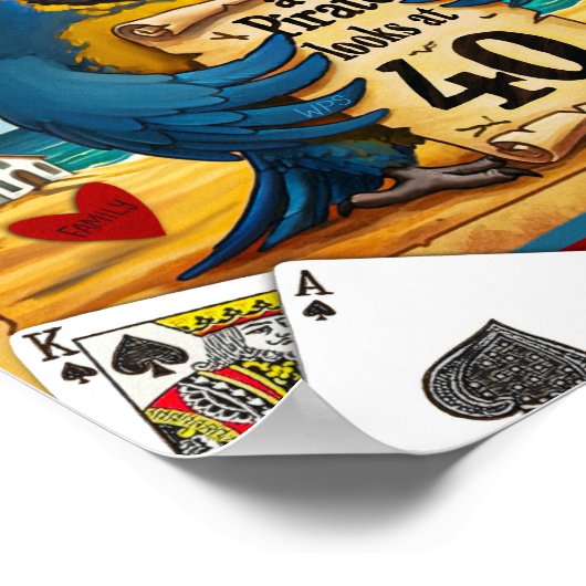 Fun Pirate Playing Cards Parrot Beach Poster (Ecke)