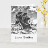 Fun Pirate Ship and Whale Birthday Spaß Karte (Gelbe Blume)