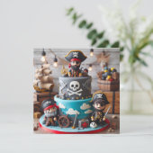FUN PIRATES THEMA KINDERGEBURTSTAG CAKE KARTE (Stehend Vorderseite)