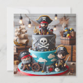 FUN PIRATES THEMA KINDERGEBURTSTAG CAKE KARTE (Vorderseite)