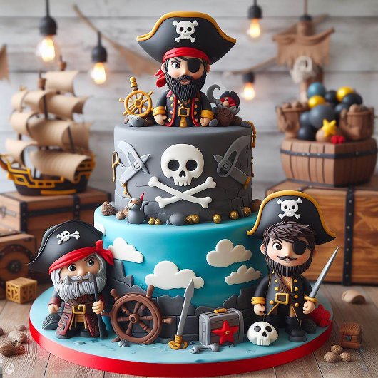 FUN PIRATES THEMA KINDERGEBURTSTAG CAKE KARTE