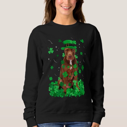 Fun Pitbull Dog St Patrick S Day Irish Kleeblatt Sweatshirt (Vorderseite)