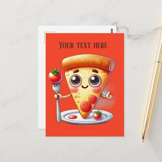 Fun Pizza Liebhaber fügen Text Postkarte (Vorderseite/Rückseite Beispiel)