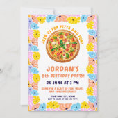 Fun Pizza Party Theme | Farbiger Kindergeburtstag Einladung (Vorderseite)