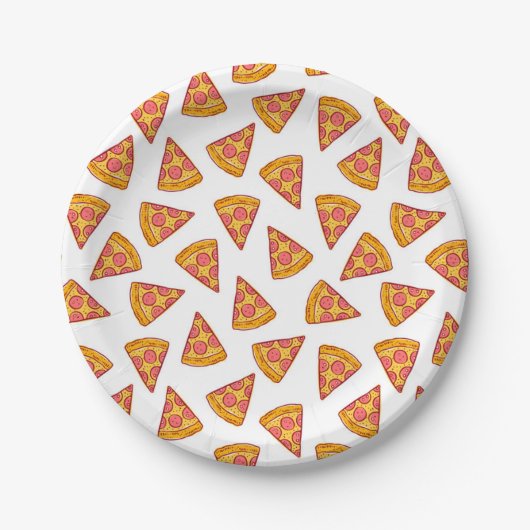 Fun Pizza Slice Pattern Pappteller (Vorderseite)